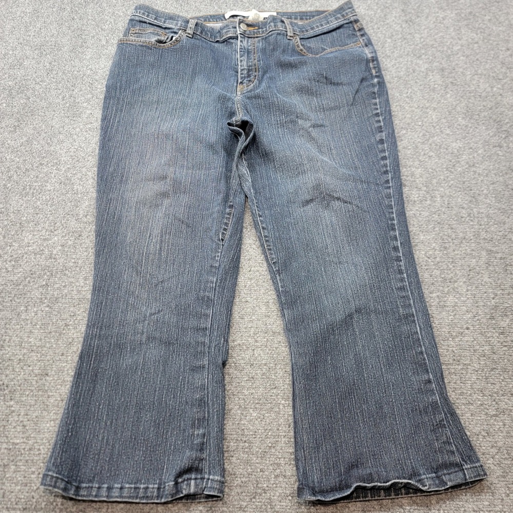 Venezia Flare Jeans Womens 18 Average Dark Wash Denim Mid Rise Stretch Blue